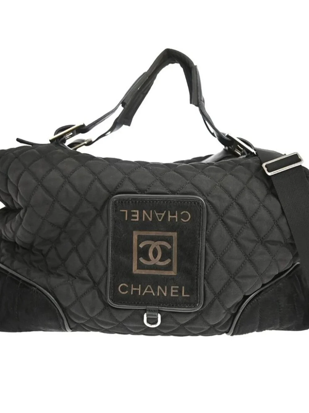 Chanel Black Nylon Sport Line Duffle Handbag